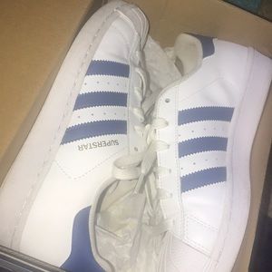 White and Blue Adidas Shelltoes